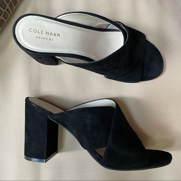 Cole Haan Gabby Suede Heeled Sandal Black Size 9 - Picture 3 of 11